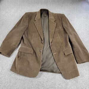 Zagato Mens Jacket Blazer 38R Brown Textured Corduroy 2-Button Lined Sport Coat